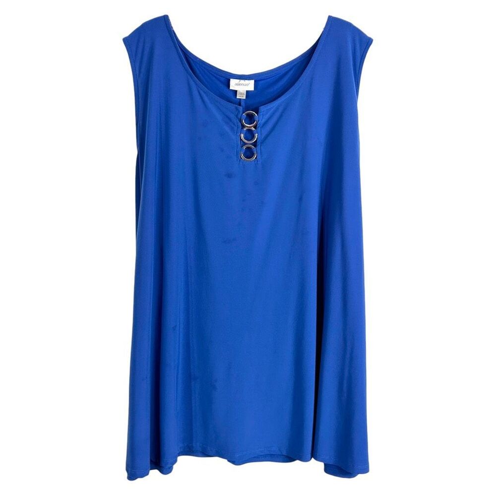 Avenue Plus Size 26 28 Tank Top Blue Sleeveless Stretch Cami‎ Satin Womens 1609